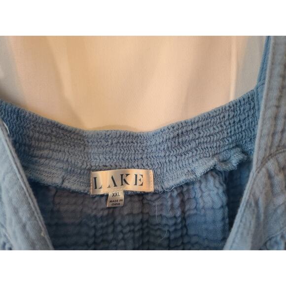Lake Hampton Serene Blue Top Shorts Pajamas Set Gauze XXL Plus Cotton Blend - Picture 8 of 13